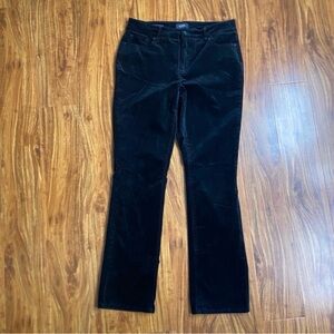 NYDJ Womens Black Midrise Velvet Marilyn Straight Pants Size 8 LiftXTuck Classic